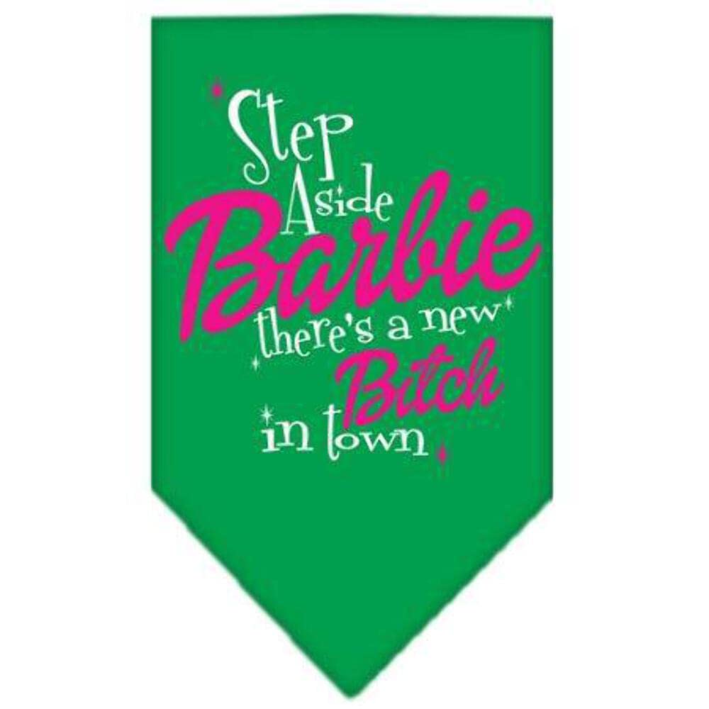 Pet and Dog Bandana Screen Printed, "Step Aside, There's A New Bitch In Town" Emerald Green Small