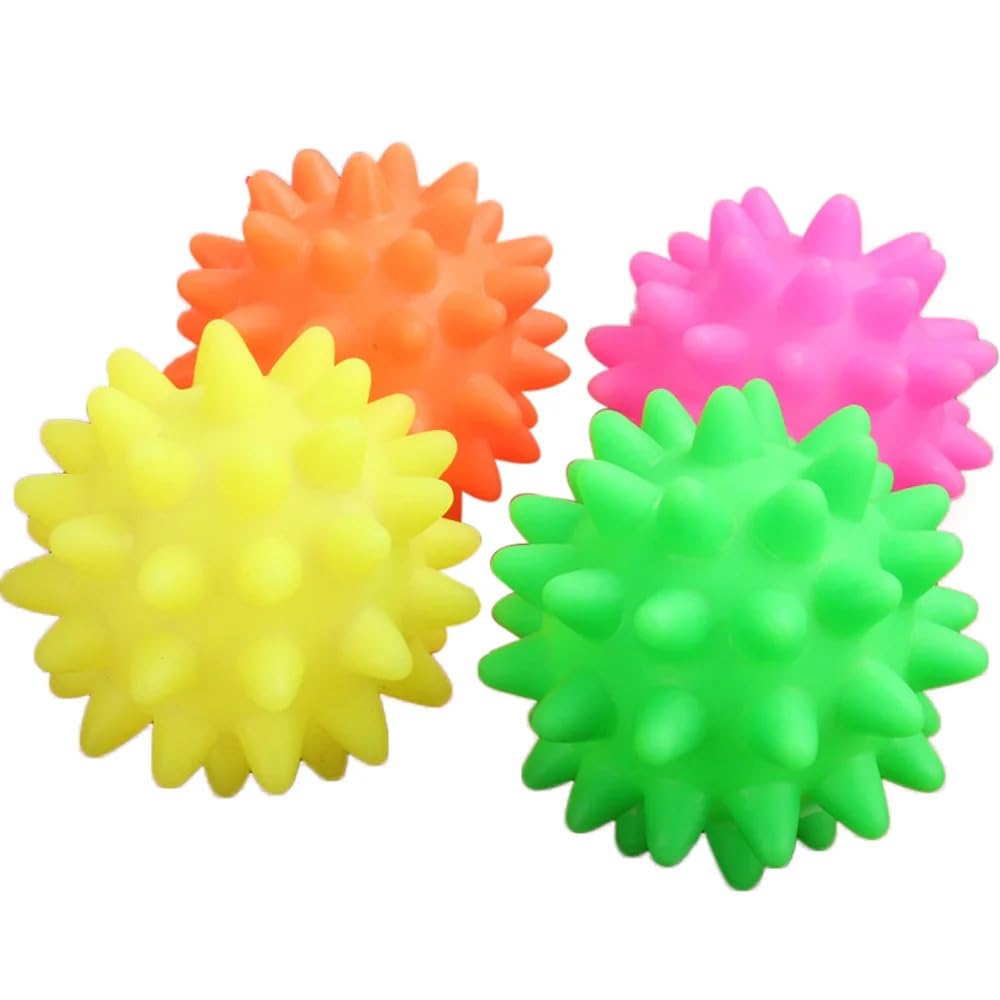 Cozy Puppies 2 Pcs Puppy Dog Cat Spiky Ball Toys, Dog Squeaky Chew Balls with Ultra Bouncy, Durable Rubber (Color May Vary)