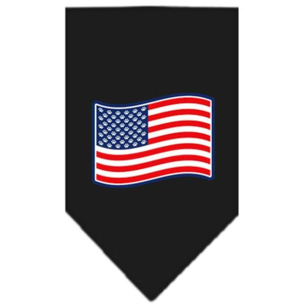 Pet and Dog Bandana Screen Printed, &quot;Paws And Stripes&quot; Black Large