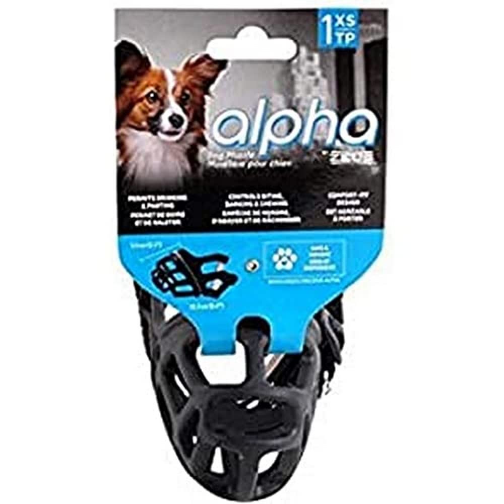 ZEUS Alpha TPR Muzzle for X-Small Dogs, Comfort Fit Design Prevents Biting, Barking and Chewing, Black