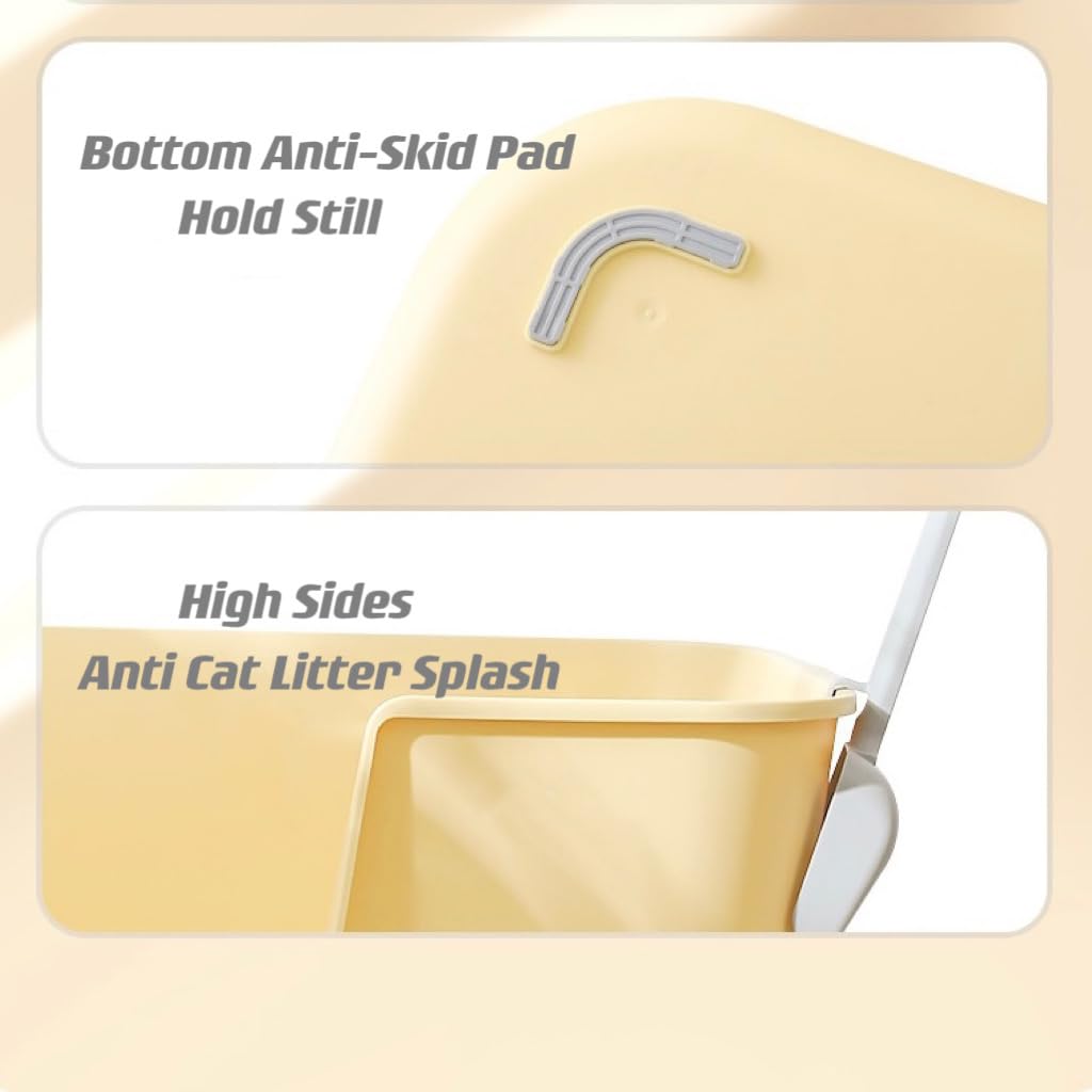 Towntime Xxl Litter Box With High Sides - 24.6'L X 16.9'W X 12.99'H, Anti-Splash, Tool-Free Assembly, Multi-Cat, Jumbo (Yellow)