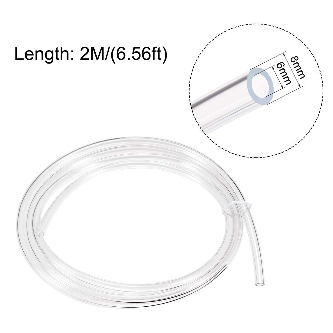 uxcell PVC Clear Vinyl Tubing for Aquarium/Fish Tank, 6mm ID x 8mm OD 2m