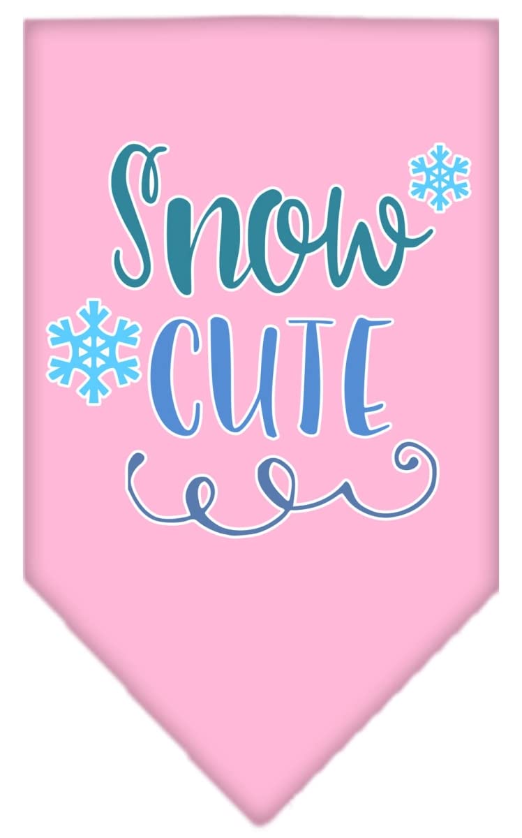 Christmas Pet and Dog Bandana Screen Printed, &quot;Snow Cute&quot; Light Pink Large