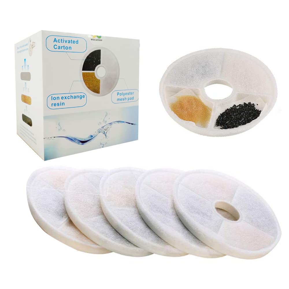 Wecation 12 Pack Catit Fountain Filter, No Plastic Case, Dual-Action Replacement, Premium With 40% More Activated Carbons