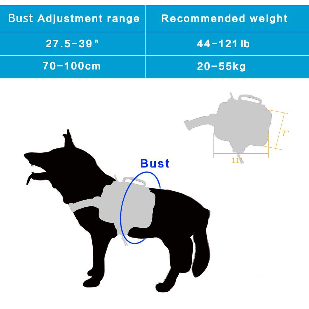 Excellent Elite Spanker Dog Pack Hound Dog Saddle Bag Backpack For Travel Camping Hiking Medium & Large Dog With 2 Capacious Side Pockets(Rgn)