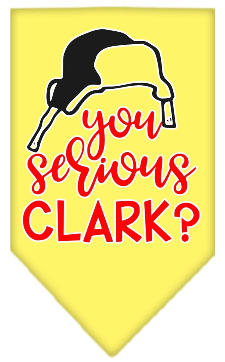 Christmas Pet and Dog Bandana Screen Printed, &quot;You Serious Clark?&quot; Yellow Large