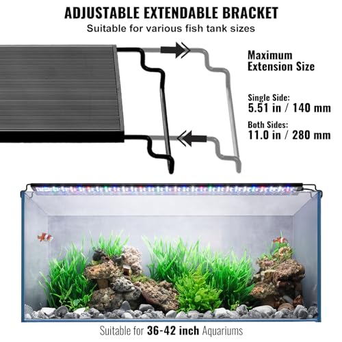 VEVOR Aquarium Light with LCD Monitor, 36W Full Spectrum Fish Tank Light with 24/7 Natural Mode, Adjustable Brightness & Timer -