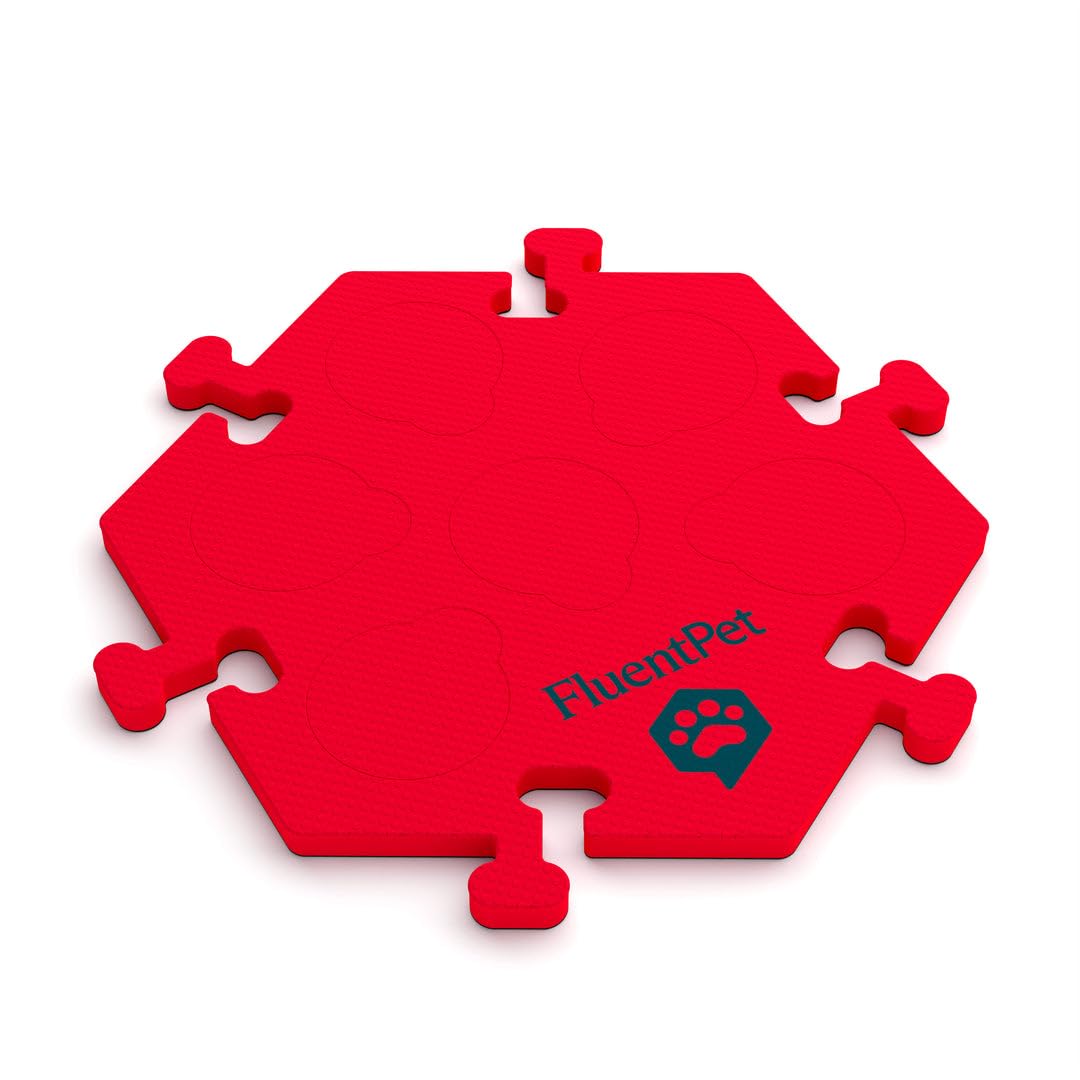Fluentpet Hextile - Red | Accessory Dog And Cat Button Learning Kits | Can Hold Up To 6 Buttons | Soft, Durable, And Non-Slip | 