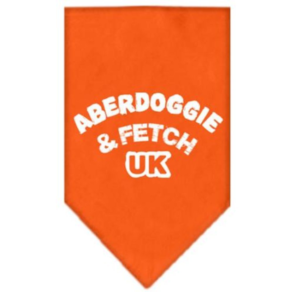 Pet and Dog Bandana Screen Printed, &quot;Aberdoggie & Fetch UK&quot; Orange Large