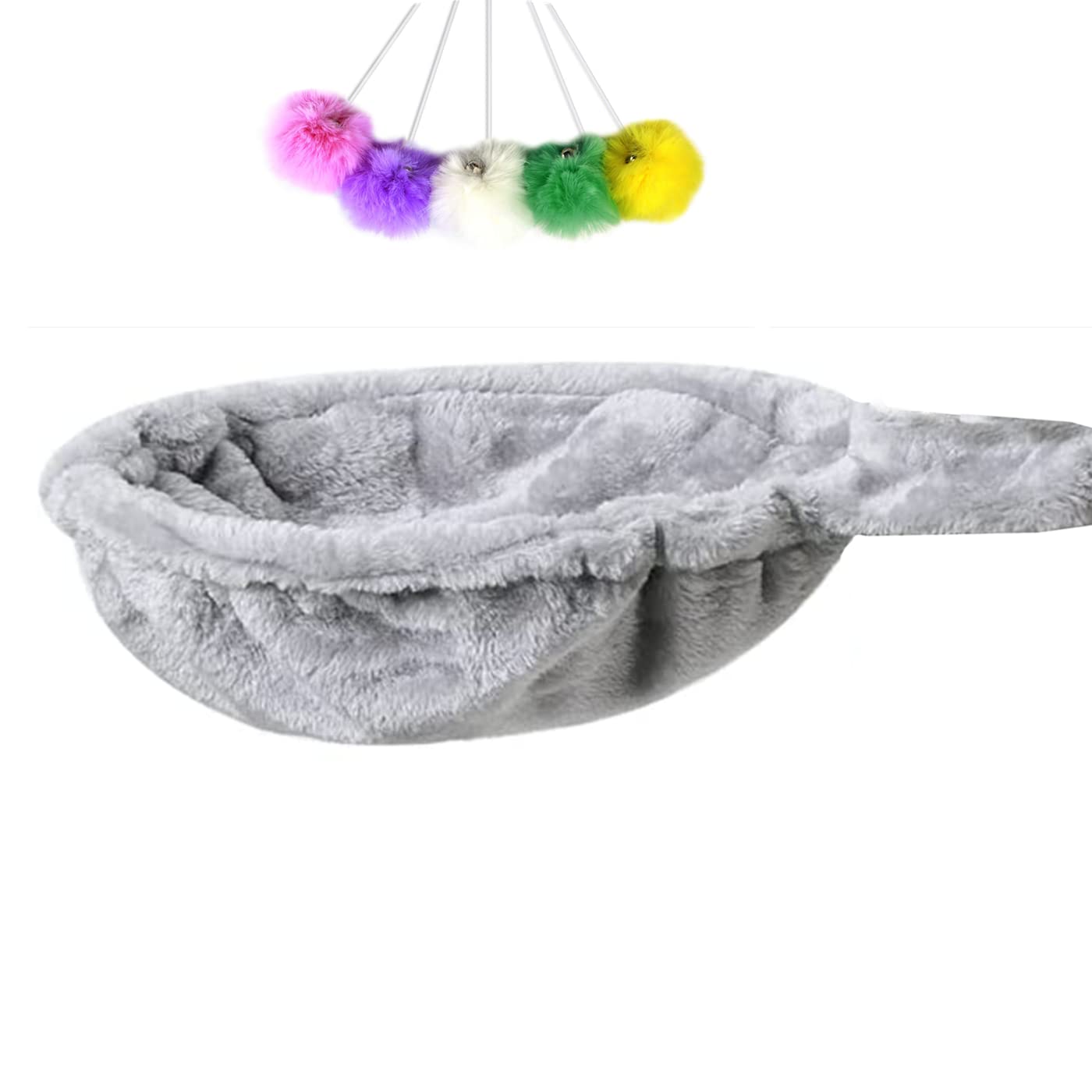 Shengocase 14.6'' Light Grey Nest Basket Lounger Hammock Bed For Cat Tree Tower Replacement, 5-Pack Hanging Toys, Cat Tree Acces