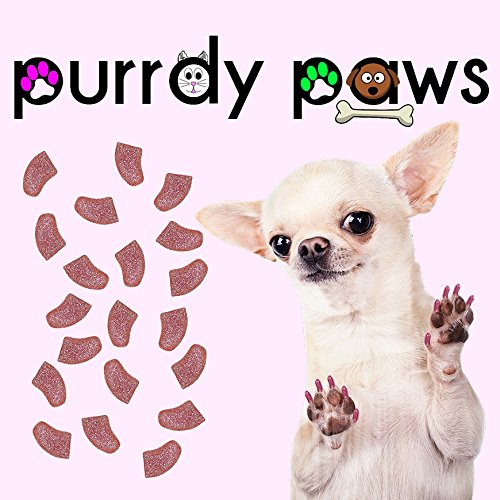 Purrdy Paws 40 Pack Soft Nail Caps For Dog Claws Pink Glitter Jumbo