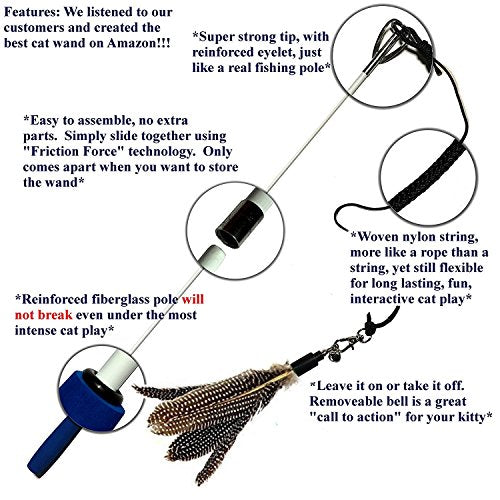 Pet Fit For Life 2 Feather Teaser And Exerciser For Cat And Kitten - Cat Toy Interactive Cat Wand