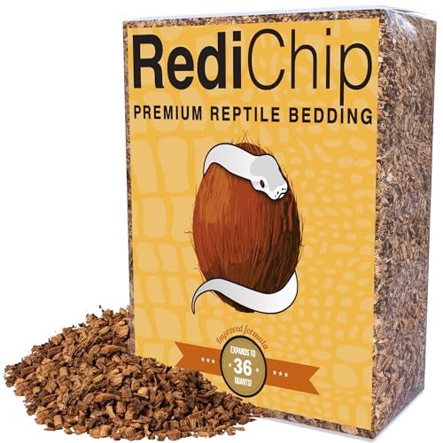Redichip Coconut Chip Substrate For Reptiles 36 Quart Loose Medium Sized Coconut Husk Chip Reptile Bedding For Snakes, Tortoises, Geckos, Frogs, Or Lizard Terrarium Tanks…