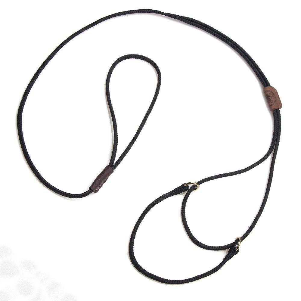 Mendota Pet Show Martingale Style Leash - Leash & Collar Combo, Made In The Usa - Black, 8 In X 1/8 In X 40 In