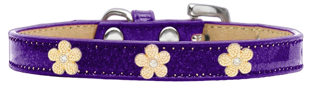 Mirage Pet Products Gold Flower Widget Dog Collar Purple, Ice Cream, Size 10
