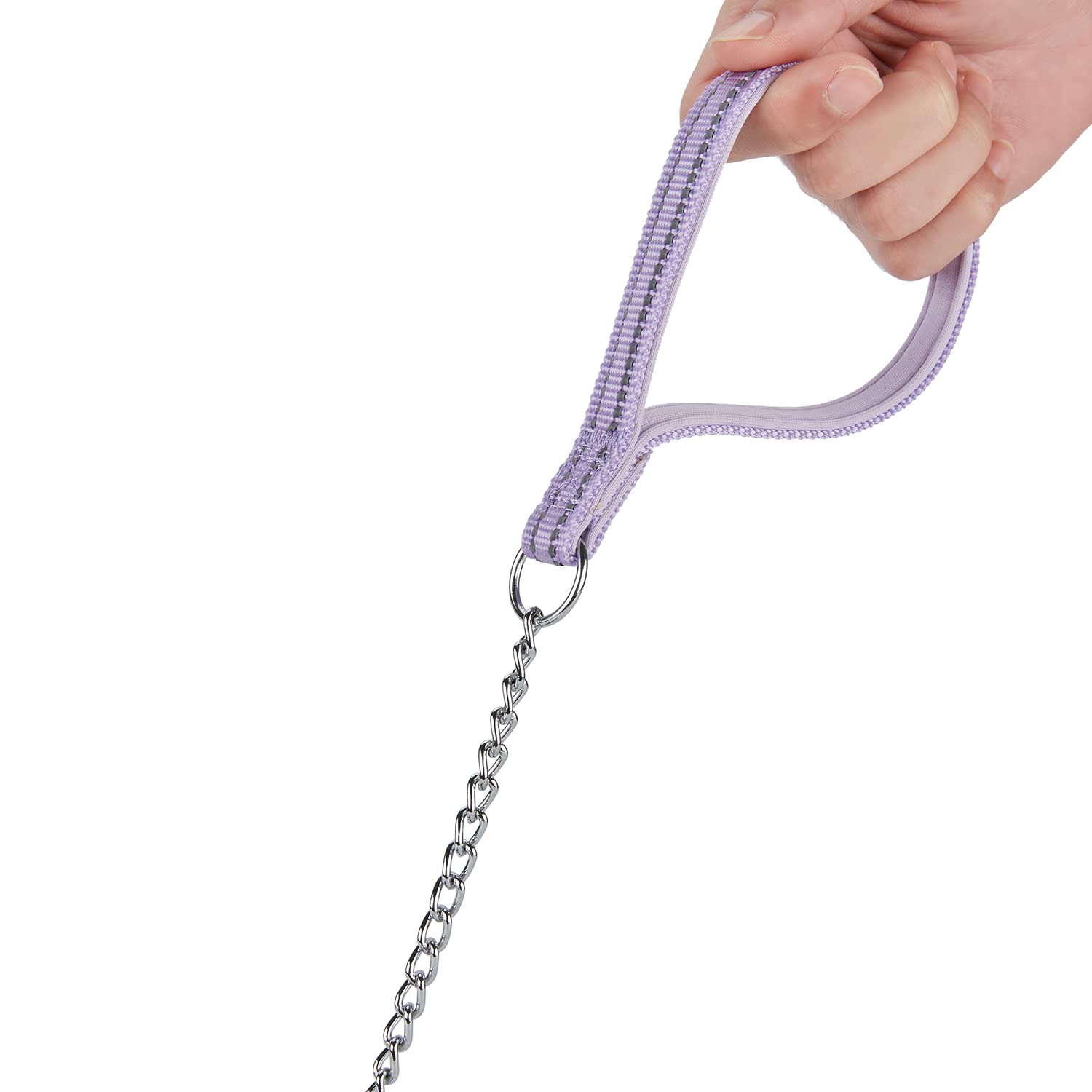 Petiry Chew Proof Metal Chain Leash,Nylon Handle With Soft Neoprene Padding And Reflective Stripe For Small Dogs.(S, Purple)