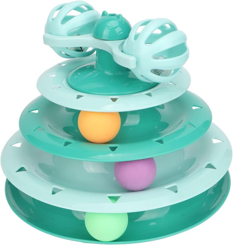 Dog Trust Cat Toy Roller 4Level Turntable Cat Toy Balls With Three Colorful Balls And Bell Ball X Turntable Interactive Kitten 