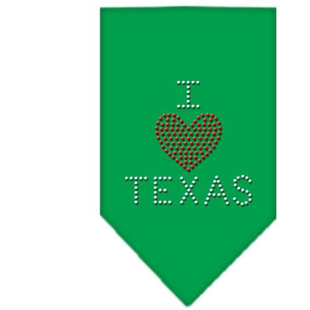 Mirage Pet Products I Heart Texas Rhinestone Bandana, Large, Emerald Green