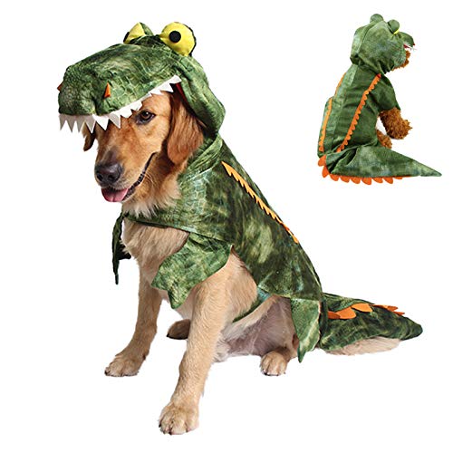Filhome Dog Crocodile Costume Pet Halloween Christmas Cosplay Costumes Puppy Cat Outfits Hoodie Sweater Clothes for Small Medium
