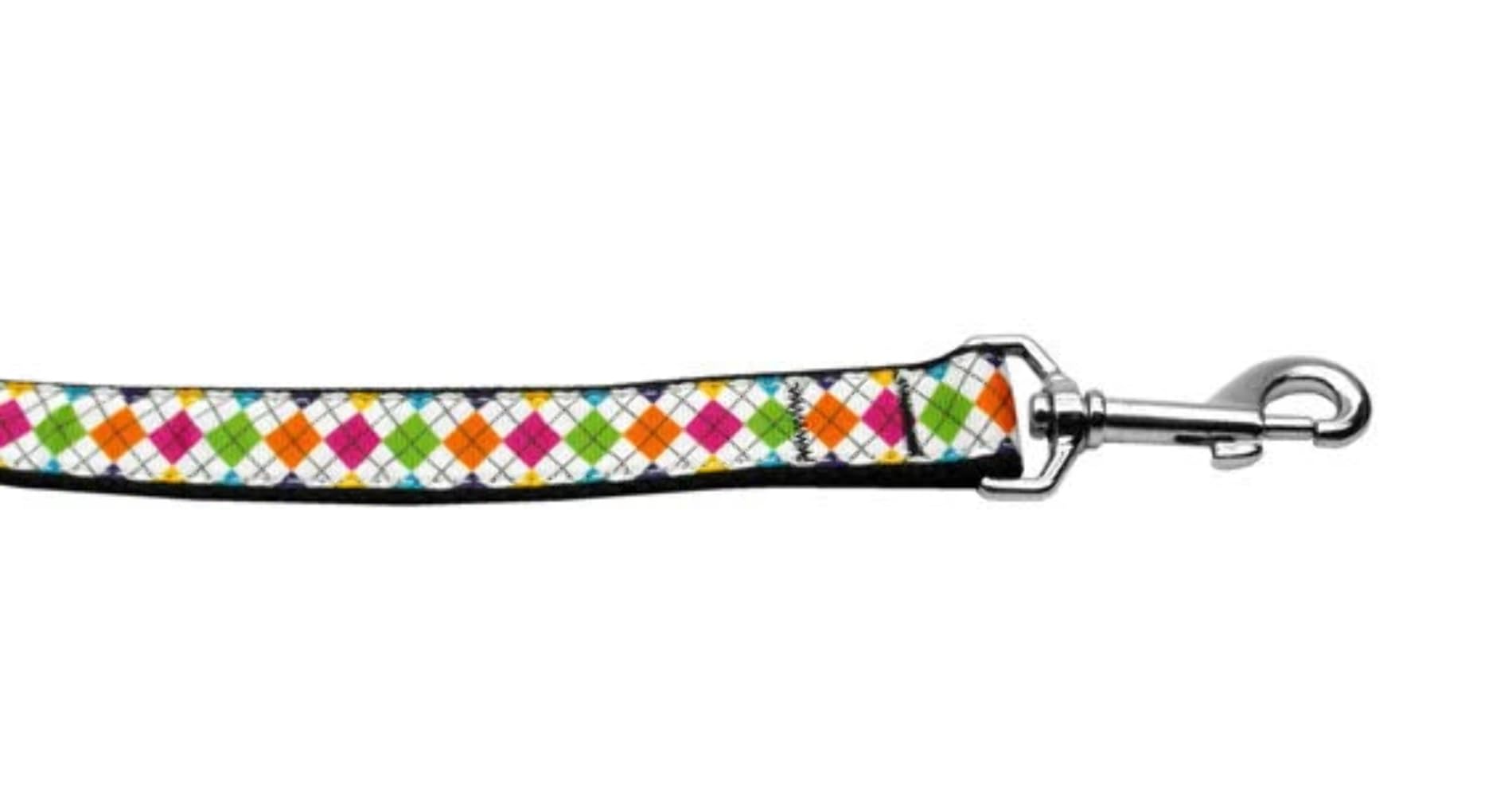 Pet Dog & Cat Nylon Collar or Leash, &quot;Colorful Argyle&quot; MD Collar
