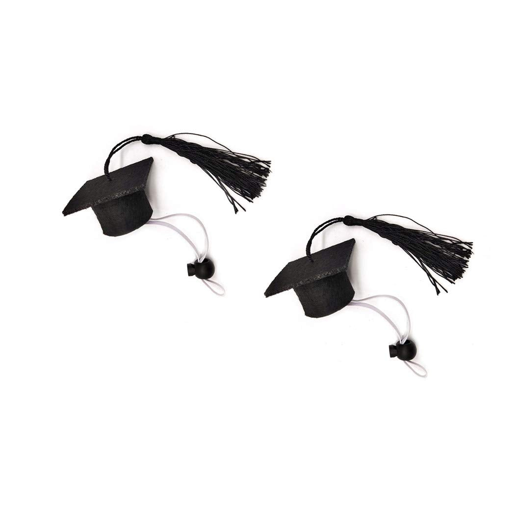 Dzrige Small Animal Graduation Caps Mini Bachelor Hats With Tassel Graduation Photo Props Hat Holiday Costume Accessory, 2Pcs (B