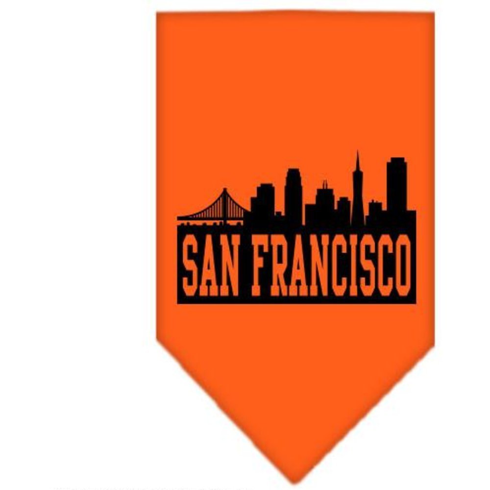 Pet and Dog Bandana Screen Printed, &quot;San Francisco Skyline&quot; Orange Large