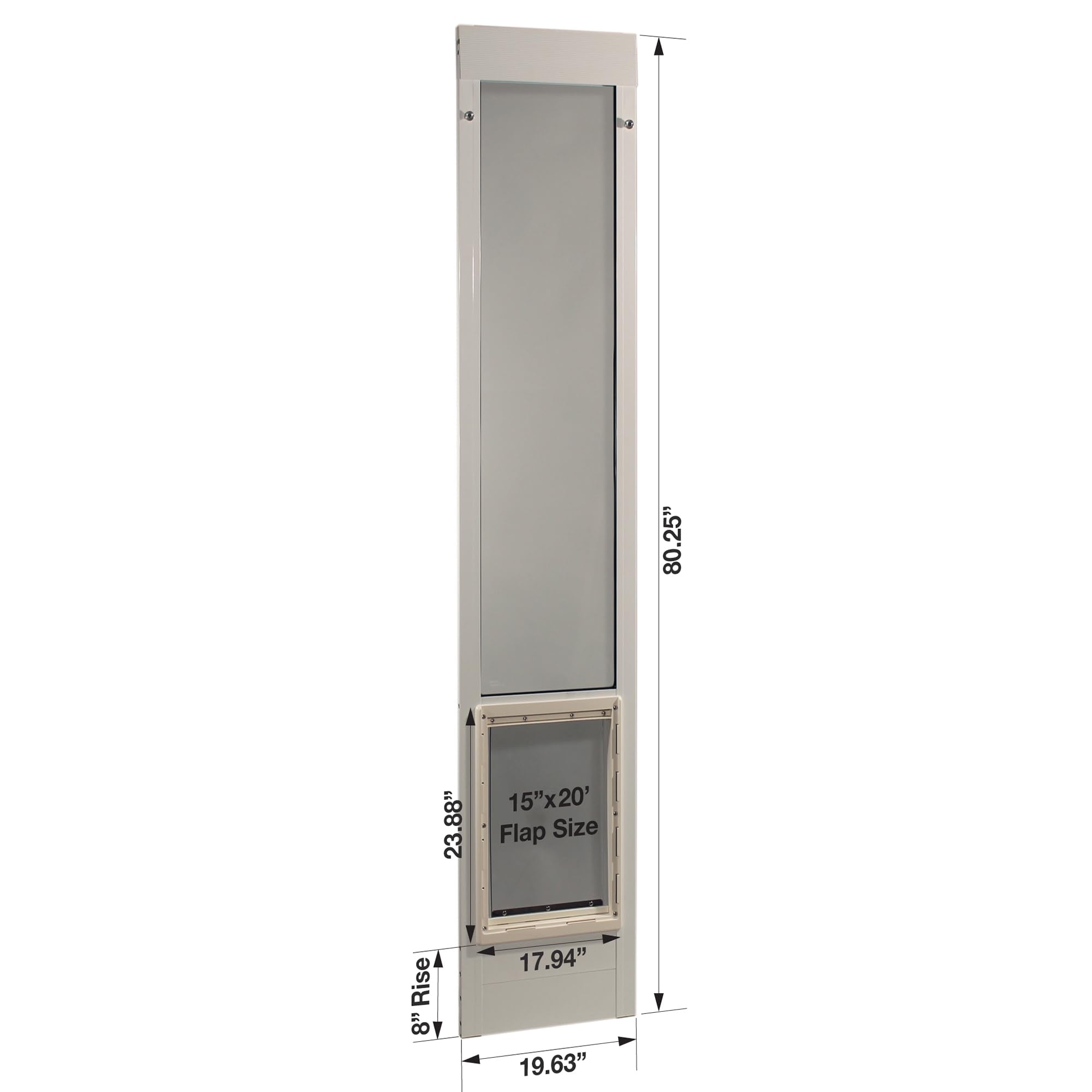Ideal Pet Products Aluminum Pet Patio Door, Adjustable Height 77-5/8'' to 80-3/8'', 15'' x 20'' Flap Size, White