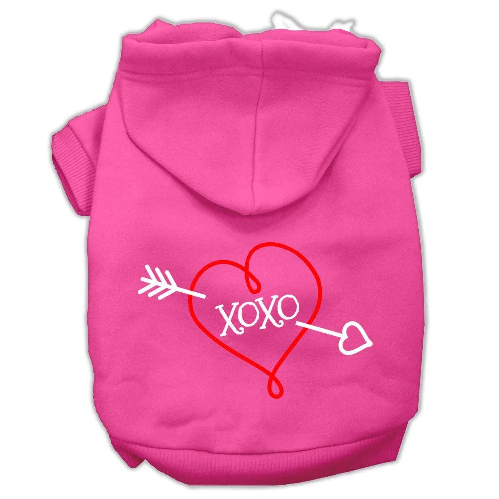 Pet Dog & Cat Hoodie Screen Printed, XOXO Bright Pink XL (14-20 lbs.)