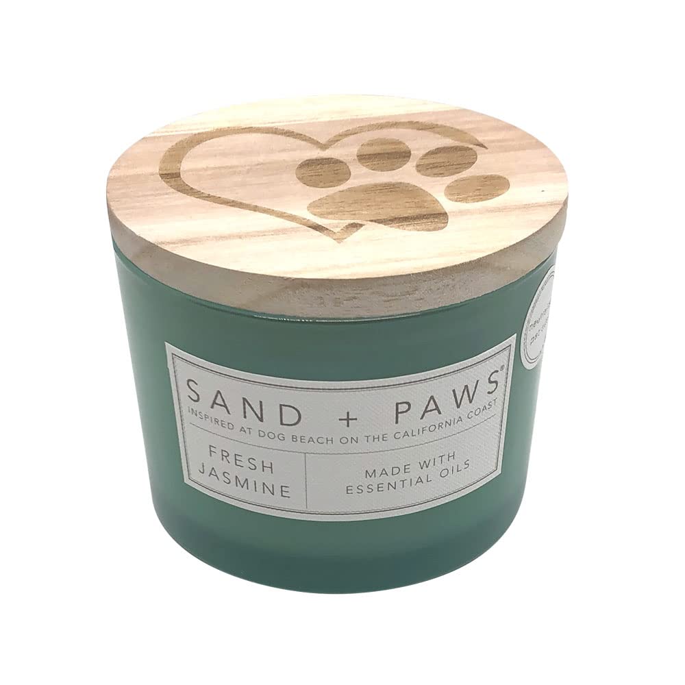 Sand + Paws Scented Candle - Fresh Jasmine - Additional Scents And Sizes -Luxurious Air Freshening Jar Candles Neutralize Pet Od