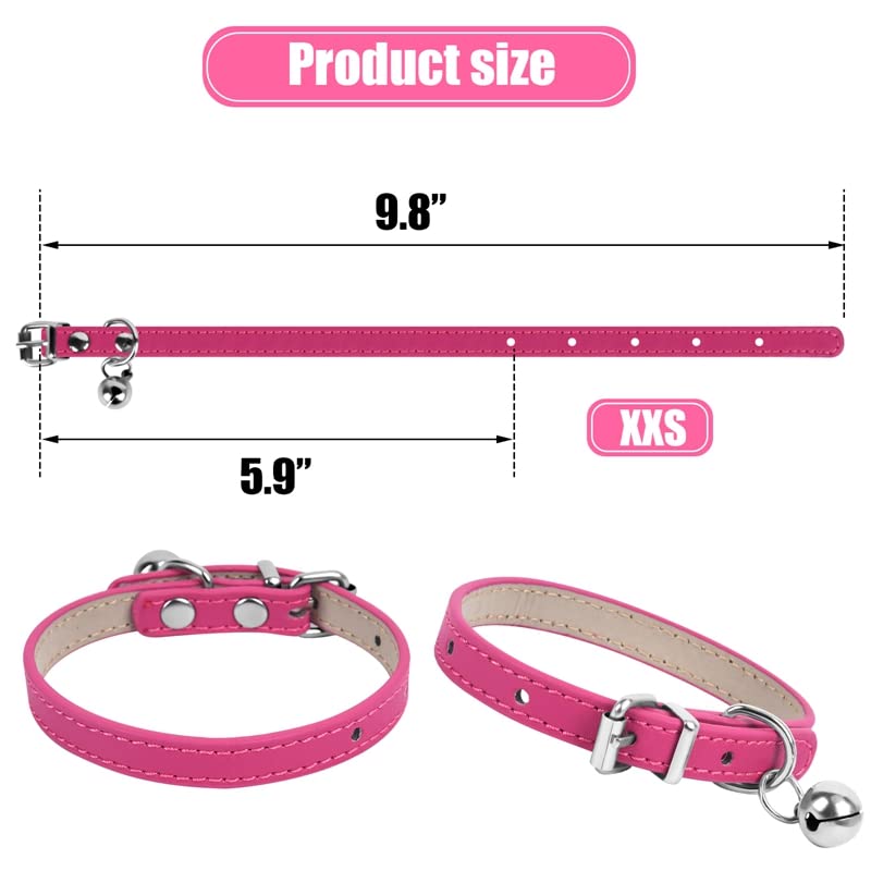 Chengfu Xxs Dog Collar Teacup Dog Collar, Pink Dog Collars, Teacup Dog Collars For Small Dogs Cats, Pink, 3/8 Inch Width