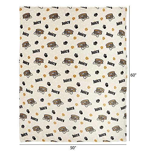 Juicy Couture Beige 50'' X 60'' Dog Blanket - Plush Puppy Throw, Printed, Breathable, Lightweight, Machine Washable, For Small M