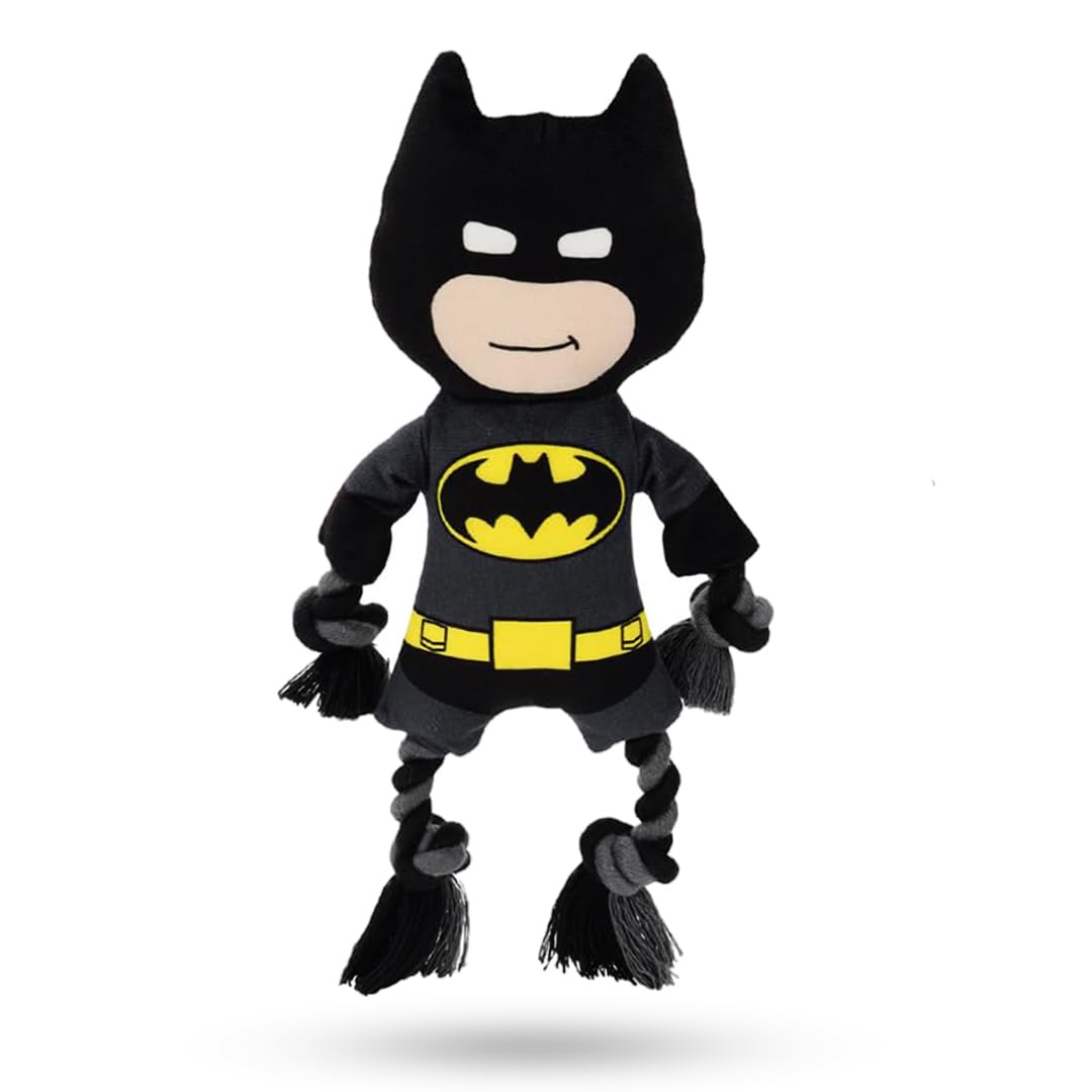 Toki; Time To Play Batman Style Plush Dog & Cat Toy With Squeaker | Soft Chew & Fetch Toy For Puppies, Adult Dogs, Large Dogs & 