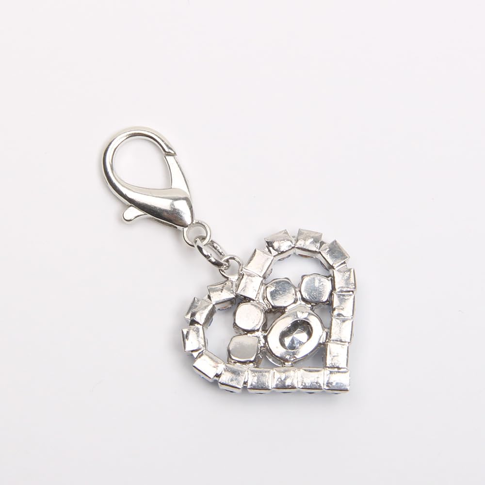 Xksrwe Bling Rhinestones Heart&Paw Charm Pendant Jewelry For Pet Dog Cat Puppy Necklace Collar Accessory (Pink)