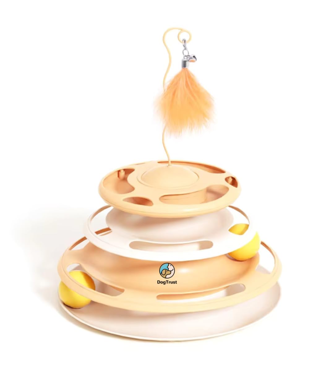 Dog Trust Cat Toy Ball Tower With 3 Tracks  Multi Layer Interactive Playset For Indoor Cats, Provides Exercise, Entertainment, 
