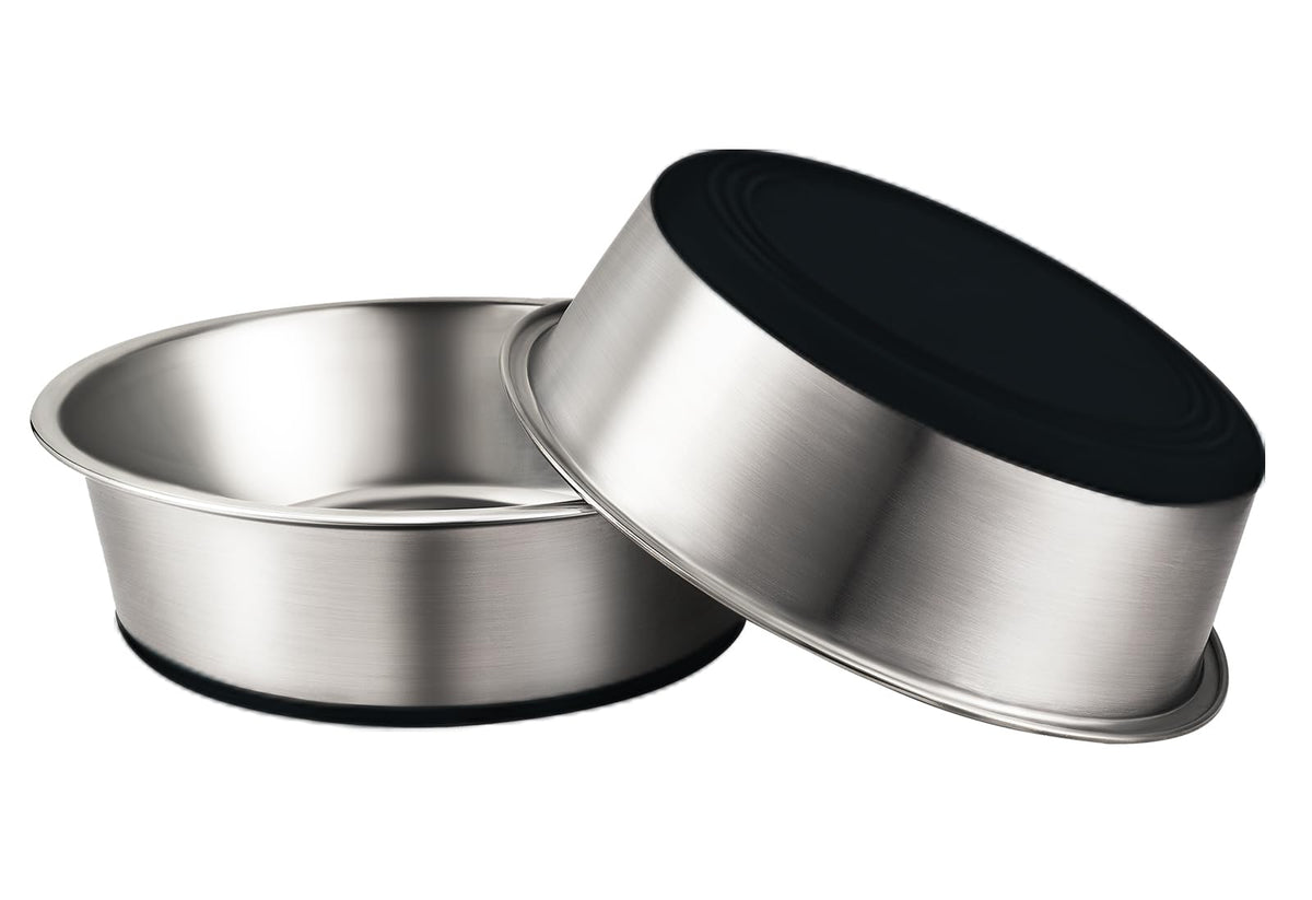Urbuddies 2 Pack Stainless Steel Cat Bowls, 2 Cup, Black Bottom