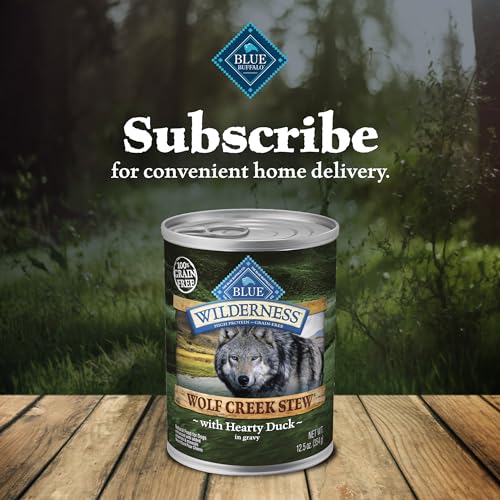Blue Buffalo Wilderness Wolf Creek Stew High Protein, Natural Wet Food for Dogs, Hearty Duck Stew in Gravy, 12.5-oz cans, 12 Cou