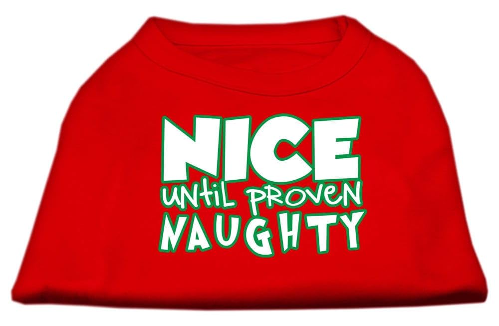 Christmas Pet Dog & Cat Shirt Screen Printed, &quot;Nice Until Proven Naughty&quot; Light Pink 2XL (20-25 lbs.)