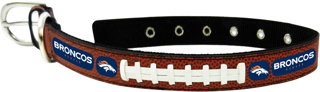 NFL Denver Broncos Classic Leather Football Collar, Small