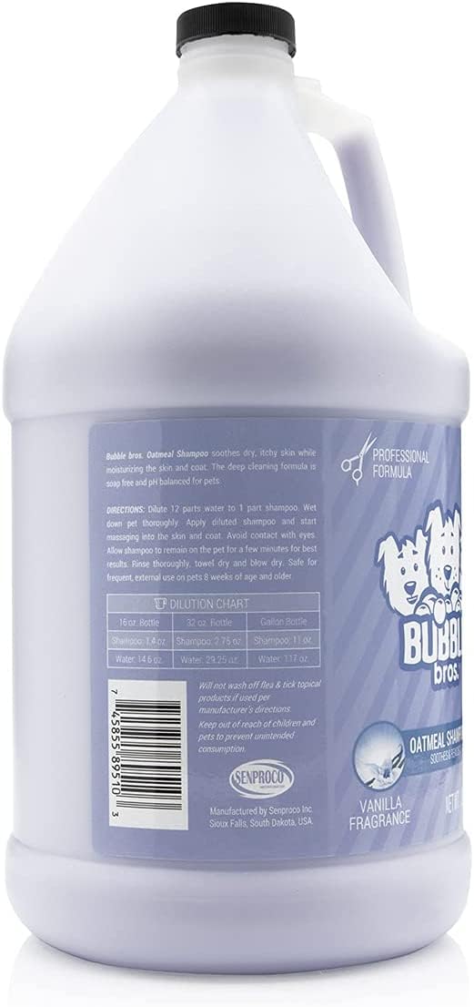 Bubble Bros. Oatmeal Dog Shampoo - Natural, 1 Gallon, Soothes Skin & Eliminates Odors, Model BOOSG
