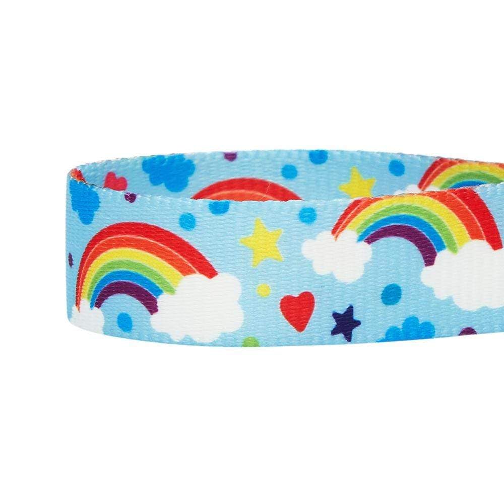 Blueberry Pet Rainbow Clouds Adjustable Dog Collar with Blingy D  cor, Small, Neck 12-16