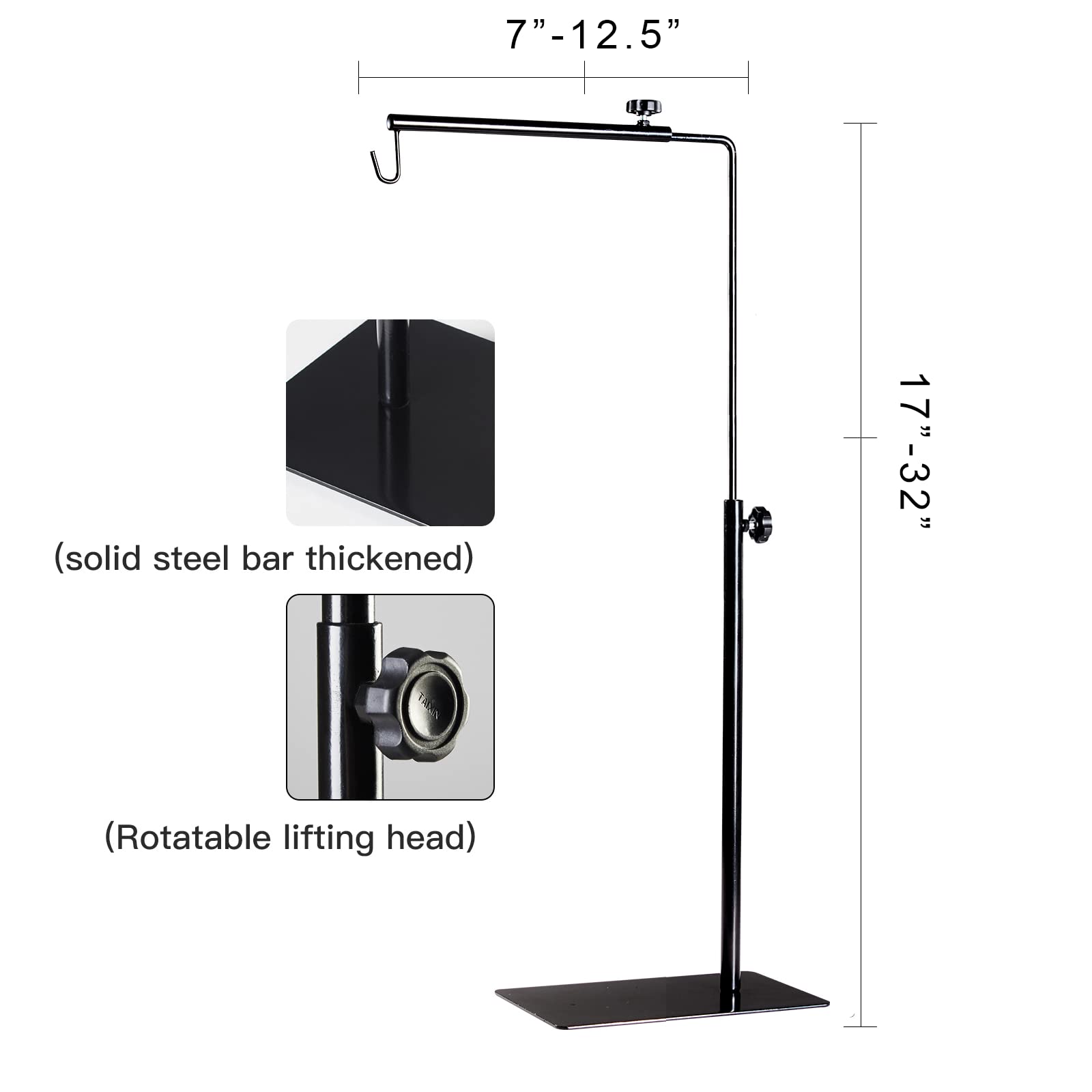 Betazooer Reptile Lamp Stand Adjustable 15-31 Inch Floor Light Holder Lamp Hanging Bracket Metal Support For Reptile Glass Terrarium Heating Light