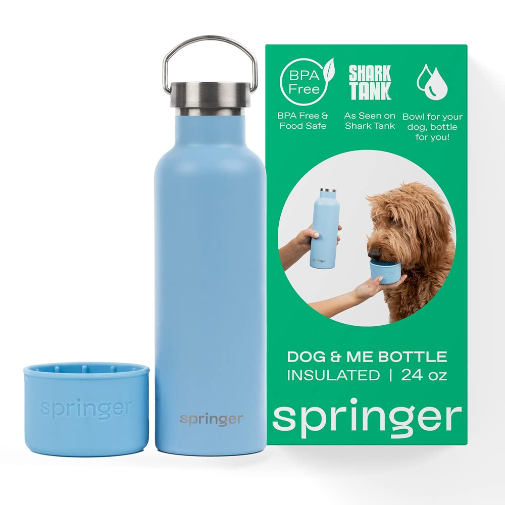 Springer Dog And Me Water Bottle, Stainless Steel Insluated Water Bottle, Keeps Water Cold For 12 Hours (Sky Blue)
