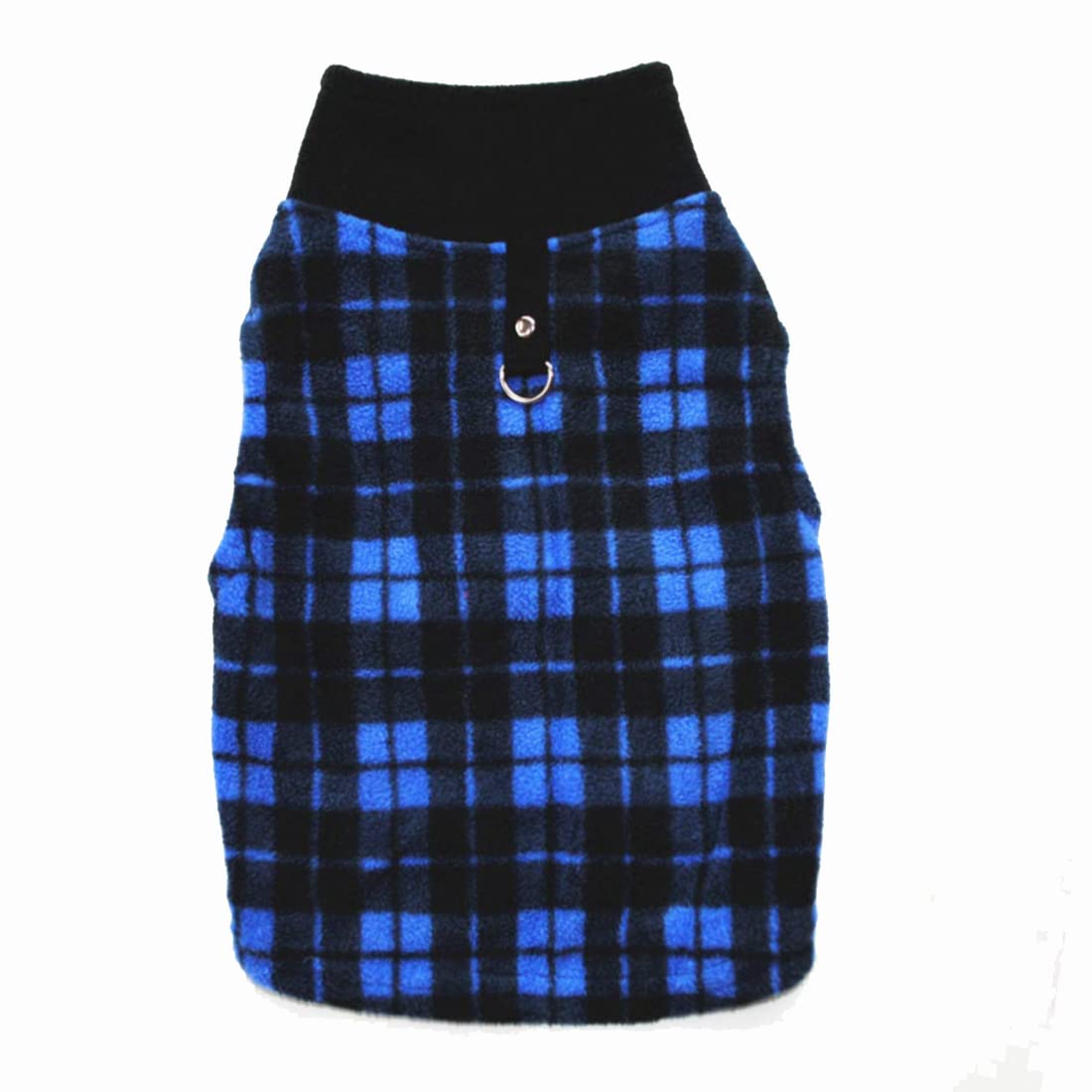 Pixriy Dog Sweater, Soft Fleece Vest With Leash Ring Pullover Jacket Winter Pet Dog Clothes For Puppy Small Dogs Cats Teddy Chihuahua Yorkshire For Christmas (L, Blue Plaid)