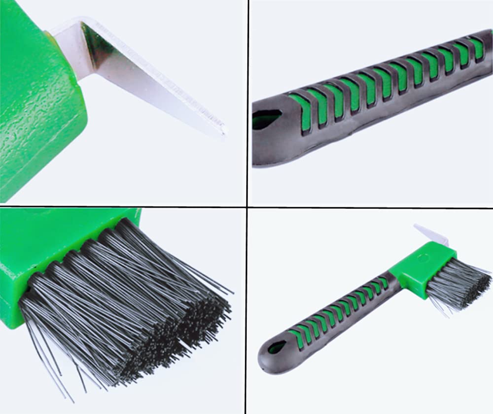 Pofuierkn 4Pcs Horse Hoof Pick Brushes,Horse Hoof Pick Brush With Soft Touch Rubber Handle
