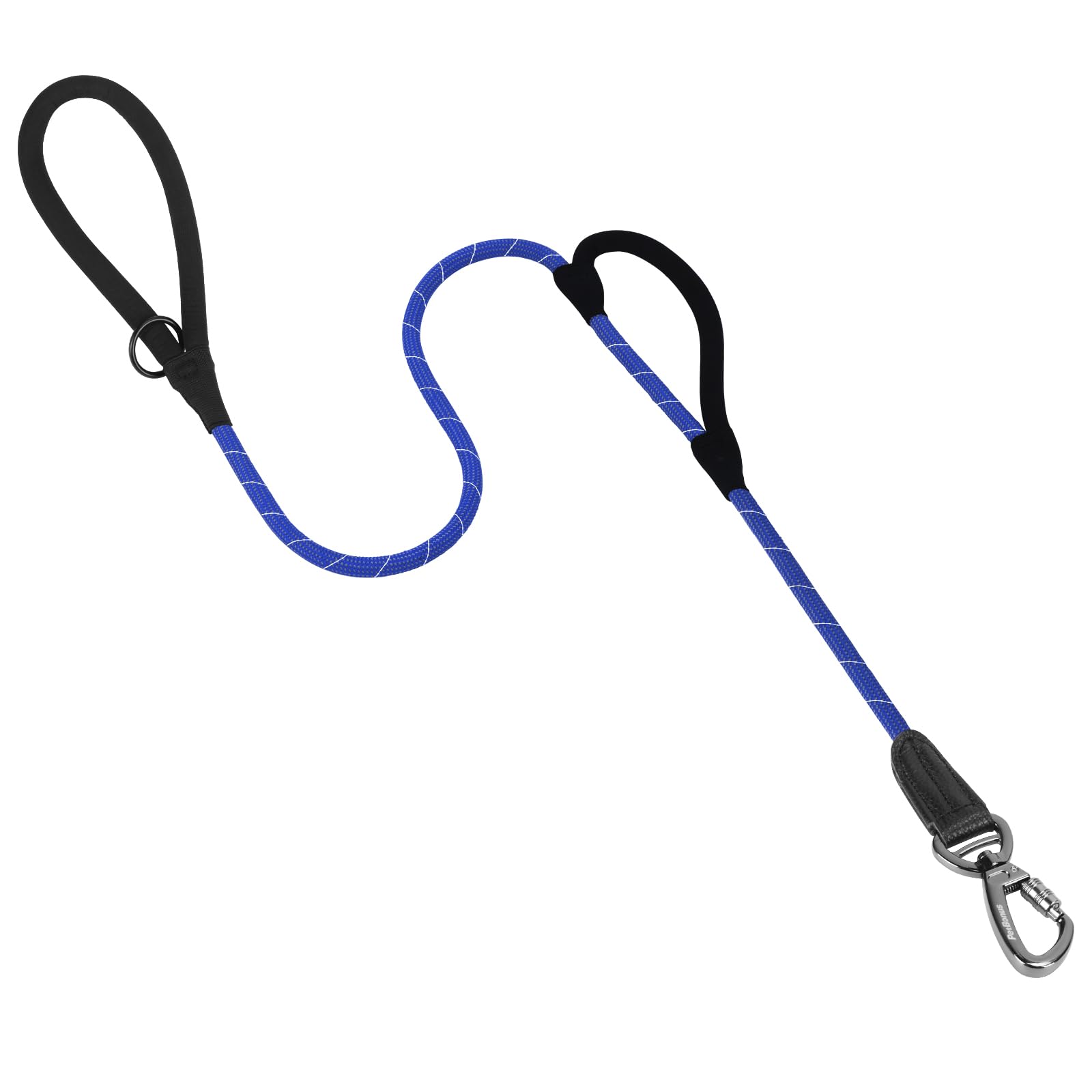Petbonus Double Handle Rope Dog Leash, 5Ft/6Ft Heavy Duty Training Lead With Lockable Hook And 2 Comfortable Padded Handles, Ref