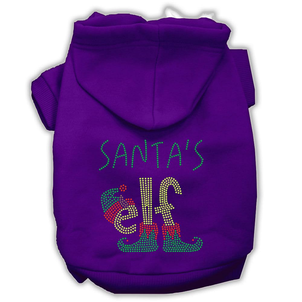 Santas Elf Rhinestone Dog Hoodie Purple L 14