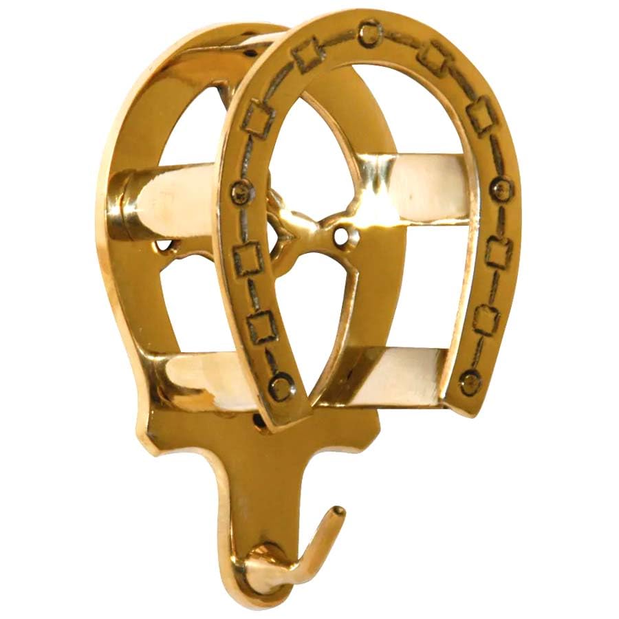 Jeffers Horseshoe Brass Bridle Bracket - Fancy Wall Bridle Holder & Blanket Rack For Tack Room Storage - Barn Accessories, Halte