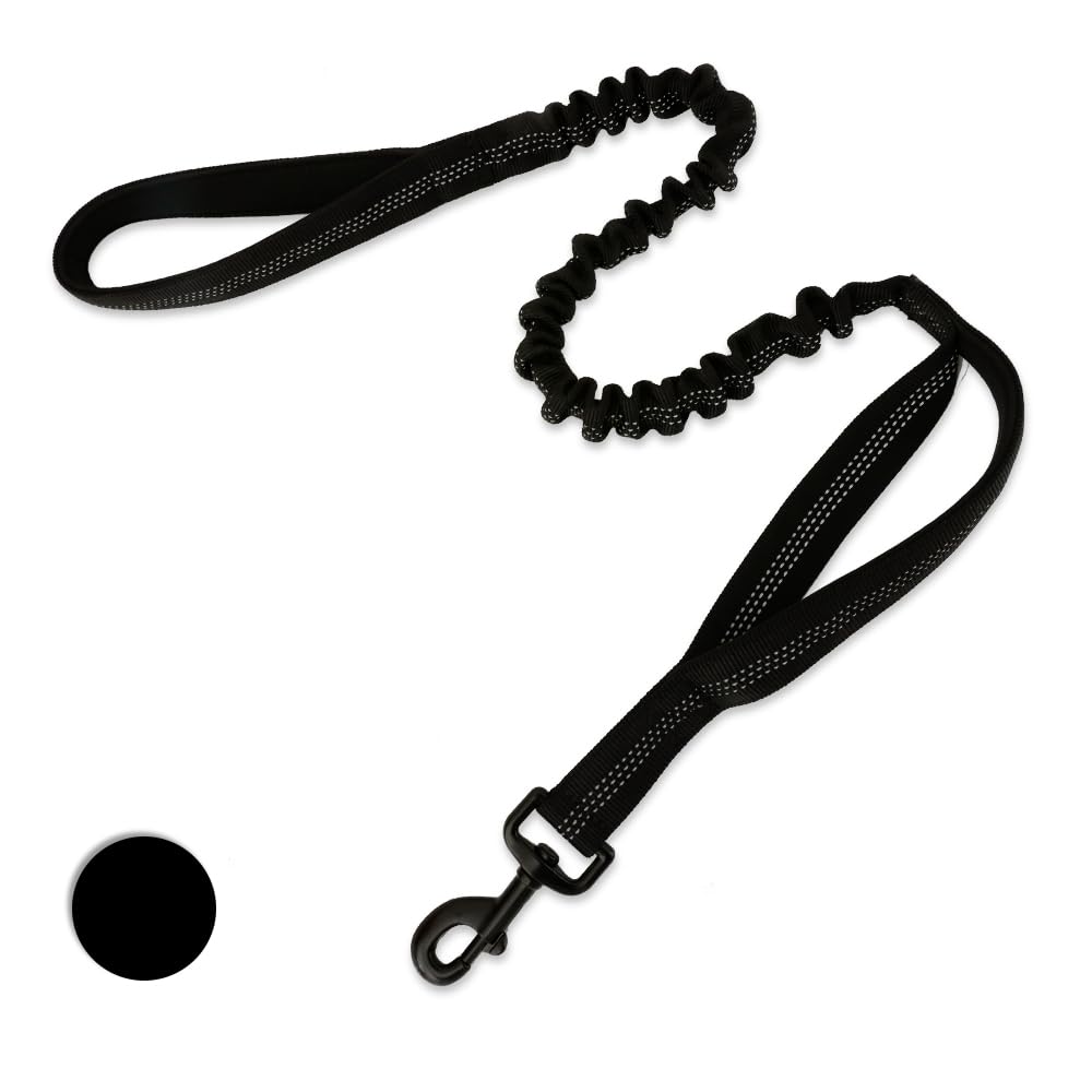 Eagloo Tactical Dog Leash, Military Training Bungee Leash For Large Dogs With Shock Absorption, Heavy Duty Leash With 2 Padded C