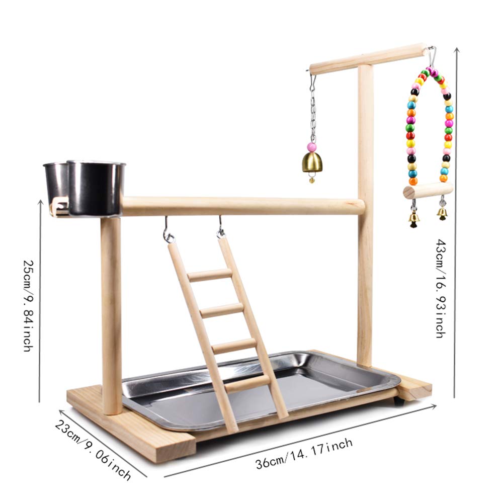 Dbeans Flourithing Bird Playground Parrot Playstand, Bird Play Stand With Feeder Seed Cups, Ladder Hanging Swing Chew Exercise Toys, For Conure Macaw Cockatiel Finch Small Animals