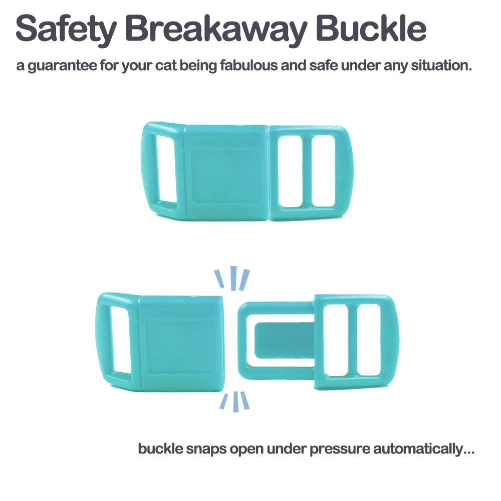 Waaag Cat Collars, Gold Moons And Stars Cat Collar, Safety Breakaway Cat Collar, Glow In The Dark (Kitten 6.5'-10' Neck, Black)